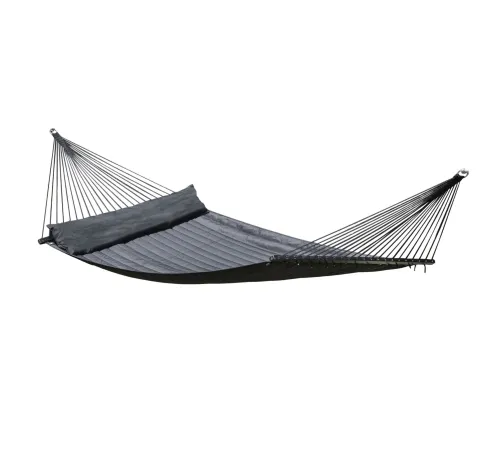 California black quilted double spreader bar hammock weatherproof (FSC&trade; certified) by MacaMex MA-25404 color schwarz
